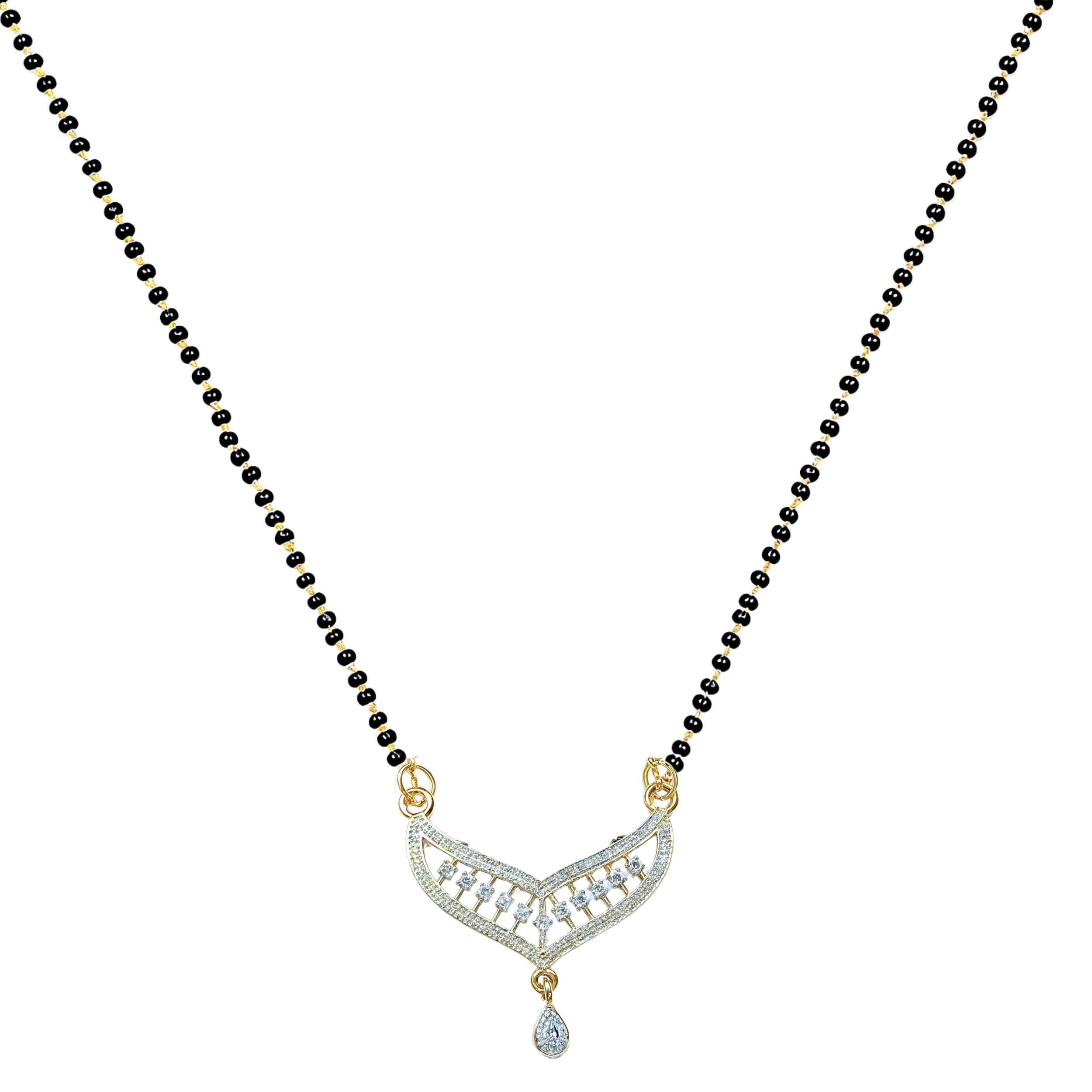 GenericUnique design Trendy Traditional Ethnic AD Mangalsutra Chain Pendant for Women Gifts for Women Valentines Gift, Small