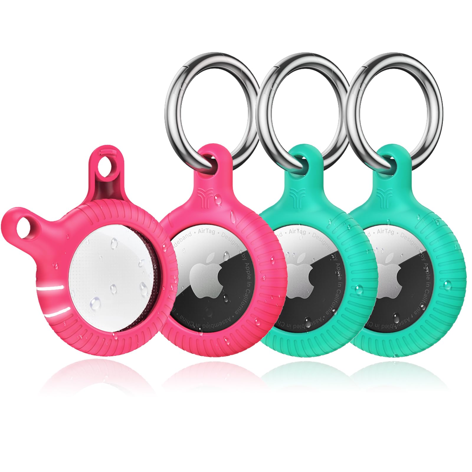 YOSH for Airtag Holder, Airtag Keyring [Twist Lock Design], Integrated Full Cover Anti-Scratch TPU Case 4 Packs, 30mm Metal Spring Keychain for Apple Air Tags 2021, Black & Dark Blue — view 17