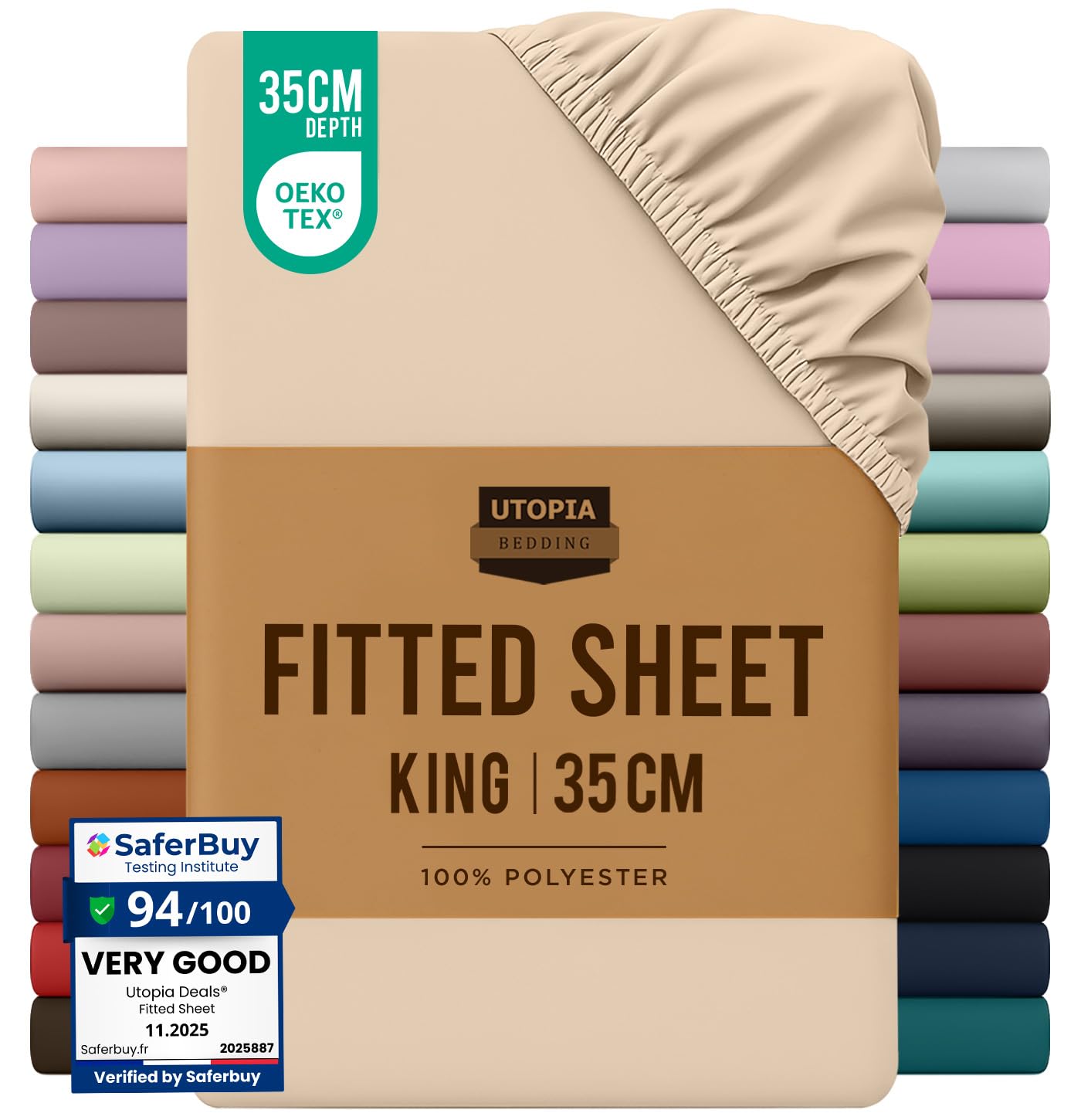 Utopia Bedding Fitted Sheet King, White - Deep Pocket 14 inch (35 cm) - Easy Care - OEKO-TEX Certified - Soft Brushed Microfibre Fabric - Shrinkage and Fade Resistant - Bottom Sheet — view 112