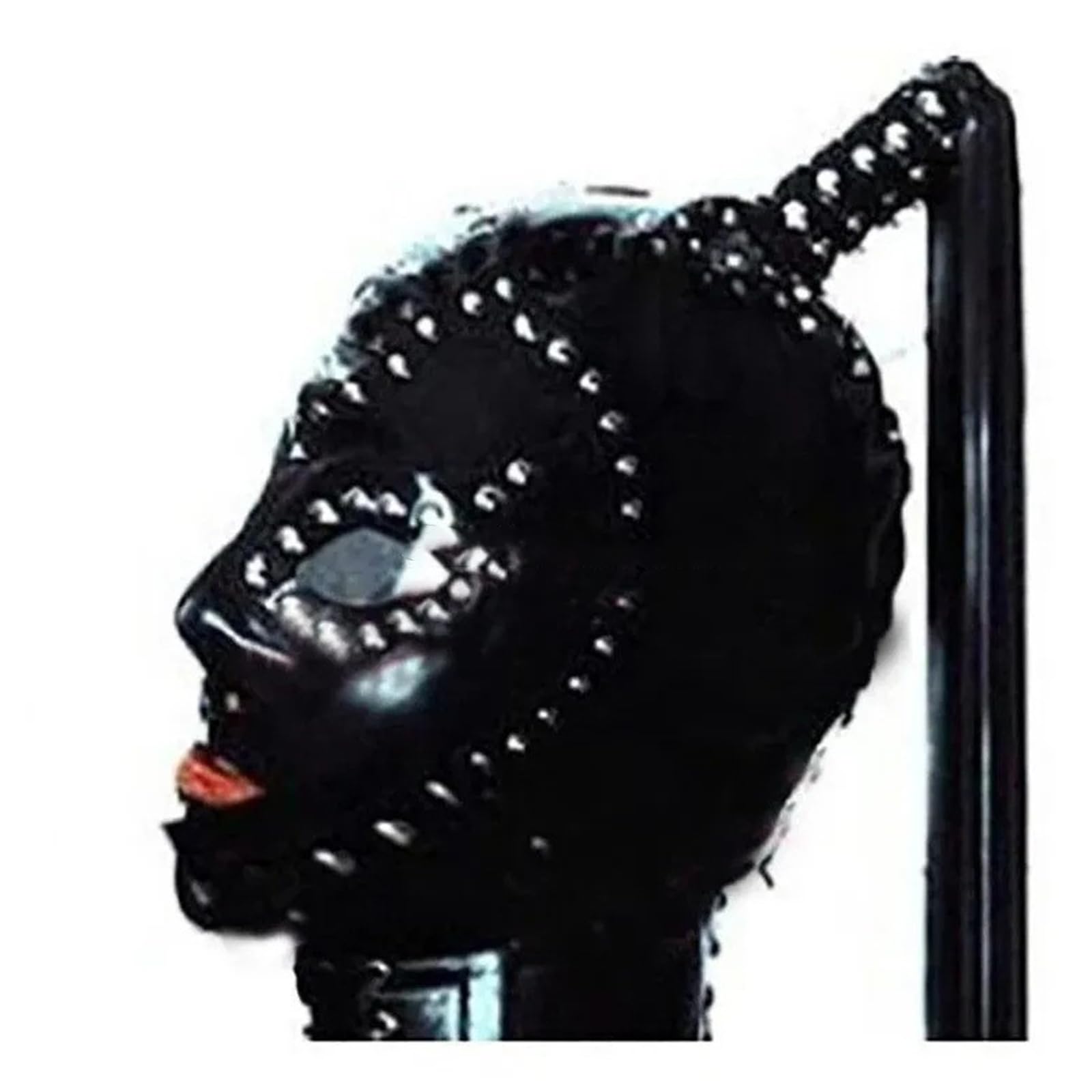 PRLBESL Latex Hood Fetish Rubber Head Mask All Inclusive with Wig Back Zipper for Unisex Themed Party Handmade(Size:XL)