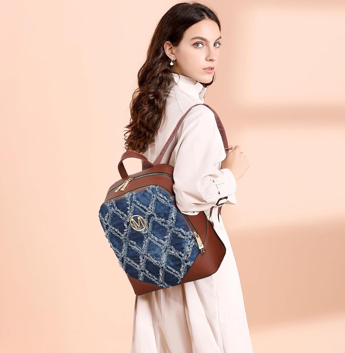 MKP Women Fashion Backpack Purse Jean Denim Handbag Anti-Theft Rucksack Travel College Shoulder Bag with Wristlet | Fashion, Purse, Handbag, Rucksack, Travel, College - Image 2