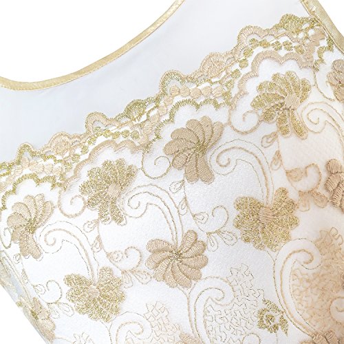 Image of Sunny Fashion Girls Dress Shinning Sequins Beige Tulle Layers Wedding Pageant