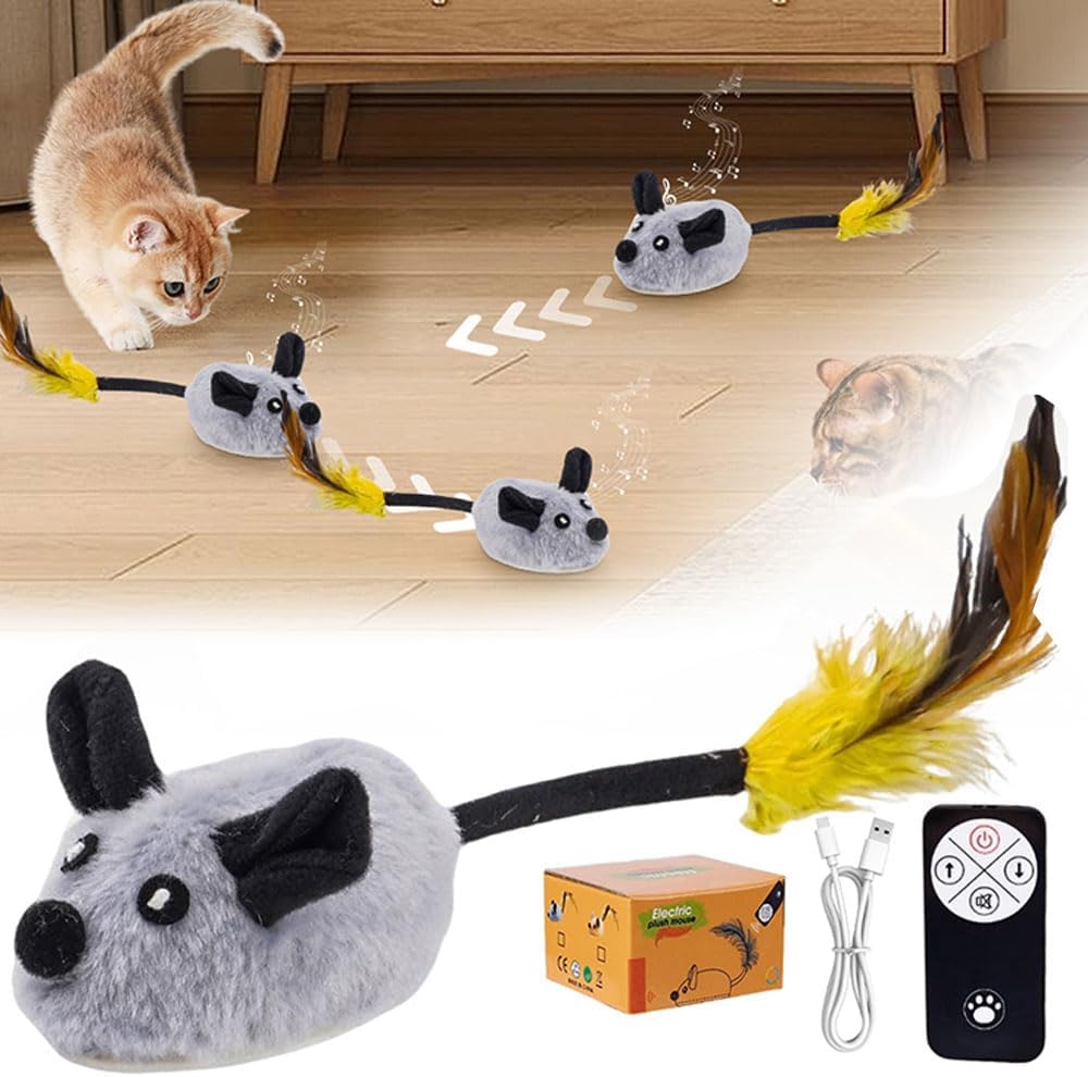 Interactive Cat Toy Mouse (Gray) for Indoor Cats
