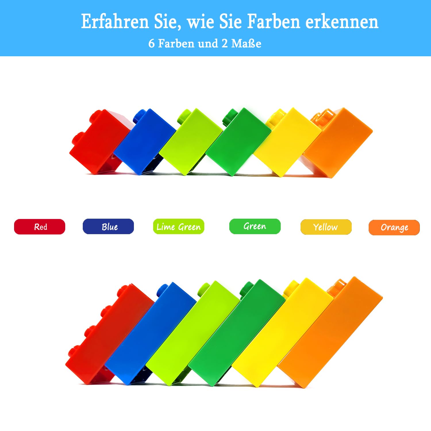 Grand jeu de construction, 60/108 pièces de briques en 6 couleurs et 2 dimensions, compatible avec Duplo et toutes les grandes marques, jouet idéal pour les enfants de 3 ans et plus. (168PCS) | Compatible avec Duplo et toutes les marques leaders, jouet id