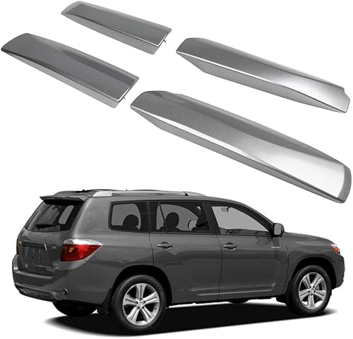 Miniatura 4 de ECCPP Tapas de repuesto para rieles laterales de techo plateadas para Toyota Highlander 2008-2013, paquete de 4