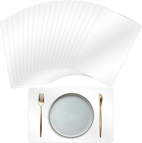 Miniatura 9 de Paquete de 10 manteles individuales de plástico de 17 x 11 pulgadas, manteles individuales transparentes lavables, manteles de vinilo para