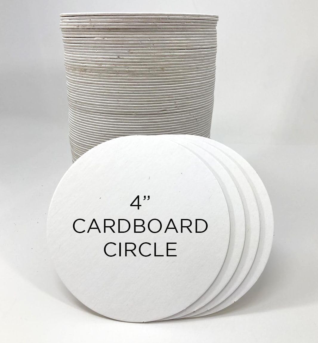 Scribbles Cardboard Circles 100 Pack, 4 inch Circle 1.5mm Thick White Cutout Circle for Name Tags Coasters Place Cards Ornaments Painting Drawing Decorating