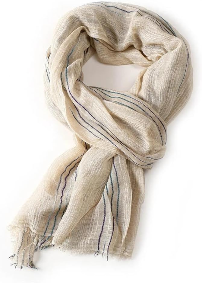 Men Striped Fashion Scarves Autumn Winter Warm Neckerchief Accessories Short Tassel Shawl