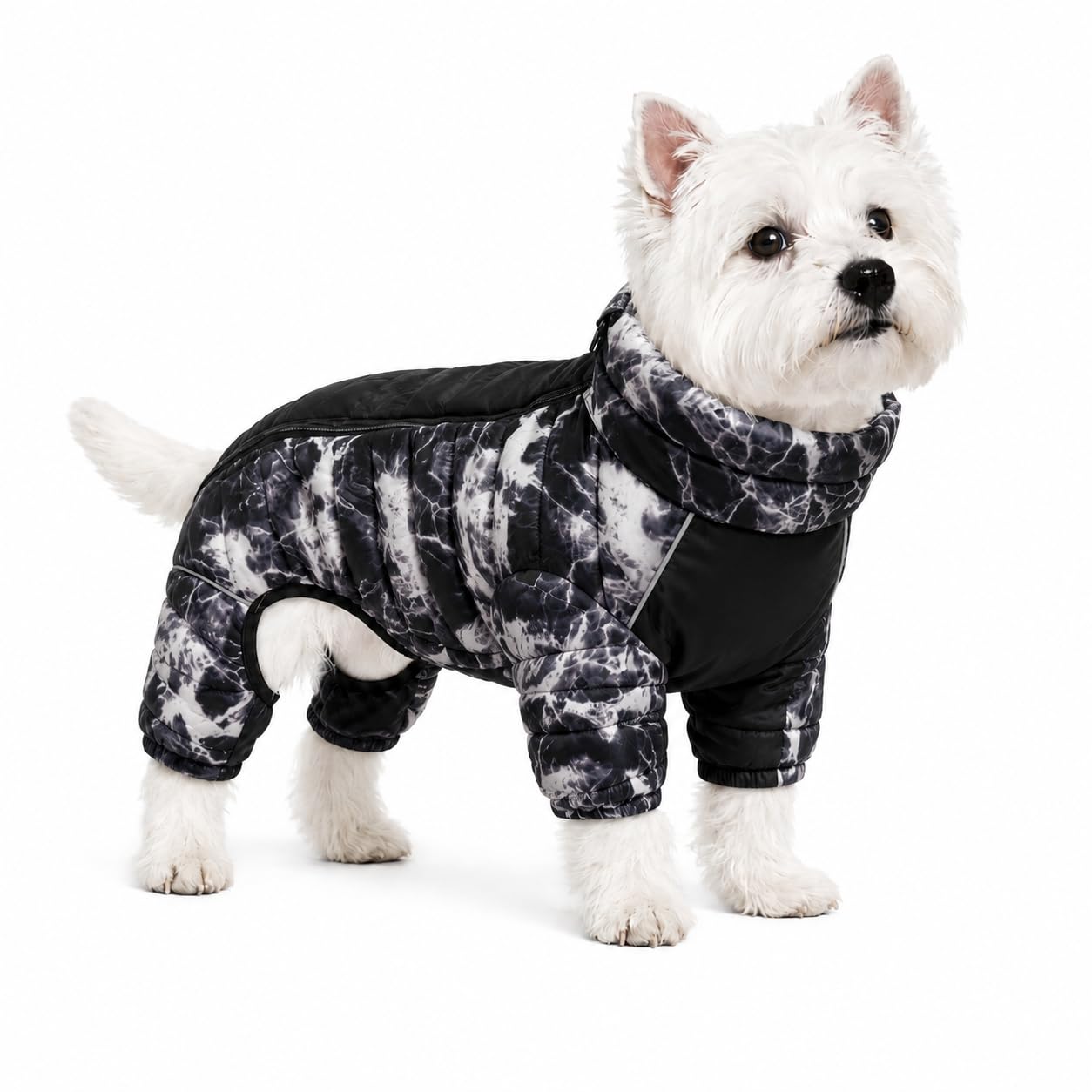 Manteau pour Chien, Veste Chaude à 4 Pattes Couverte, imperméable, Coupe-Vent, réfléchissante, avec Fermeture éclair réglable, pour Chiens de Petite, Moyenne et Grande Taille, micai, Noir, Taille M