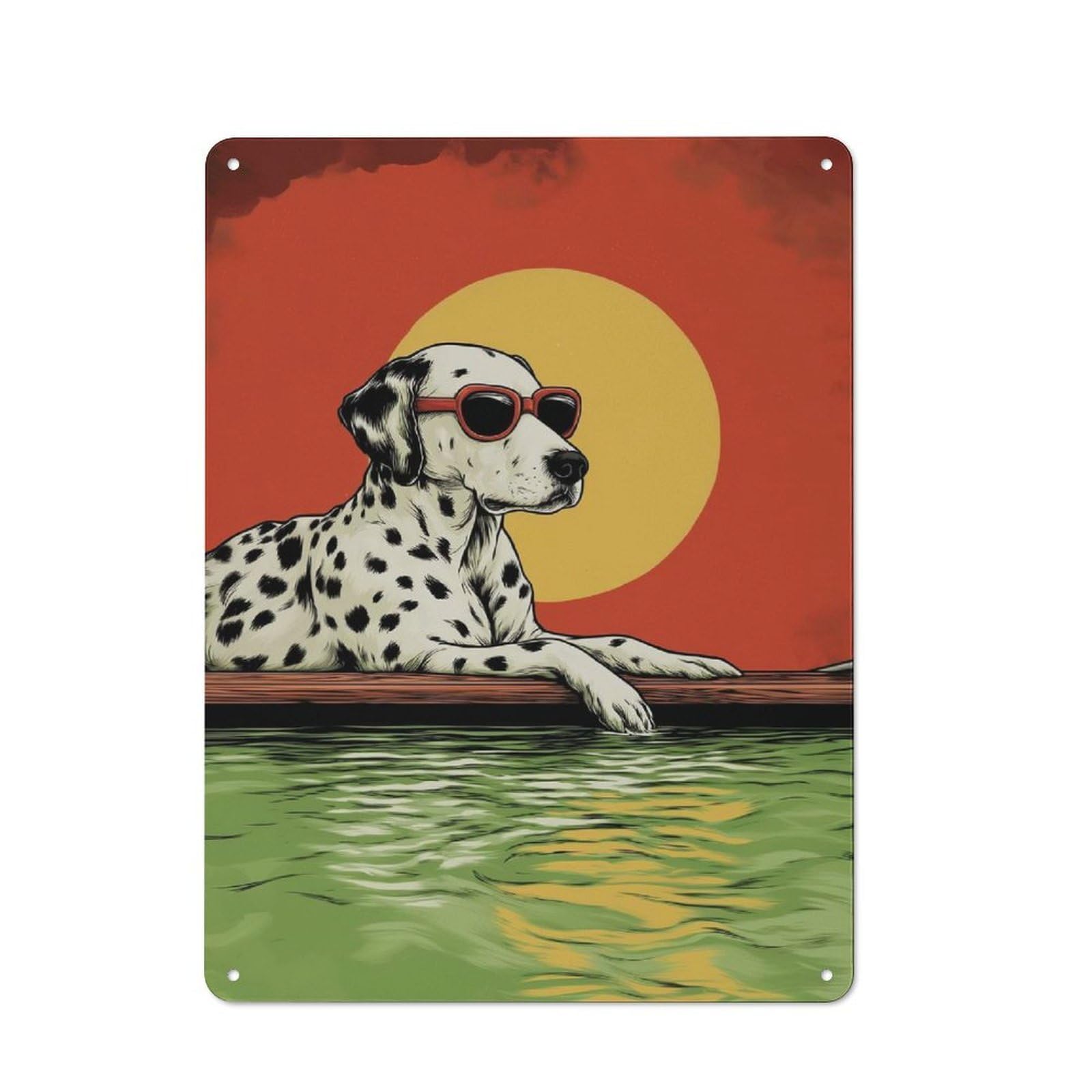 Junmoney Cool Dalmatian Dog With Sunglasses Metal Wall Sign 40X30cm Featuring For Hallway Wall, Suited To Wall Display Collectors