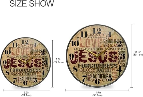 Miniatura 2 de ALAZA Reloj de pared con versículo bíblico religioso cristiano, palabras de Jesús con cruz, funciona con pilas, silencioso, sin tictac, para