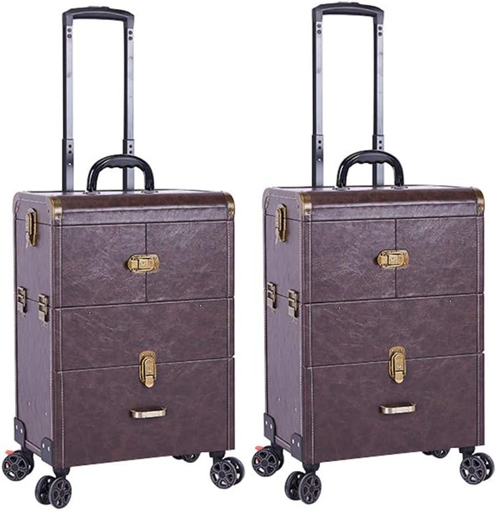 Cosmetic Case,Portable Makeup Trolley Cosmetic Case Beauty - kable Rolling Cosmetic Trolley,Professional Makeup Box with Mirror, Beauty Artist,Pink (Pink)