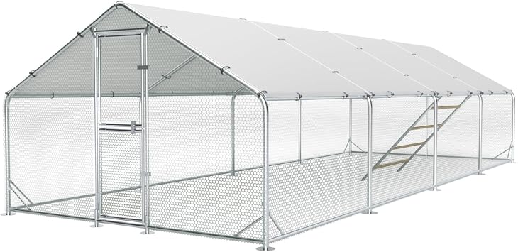Large Metal Chicken Runs with Cover, Chicken Pens Outdoor,10x26x6.5