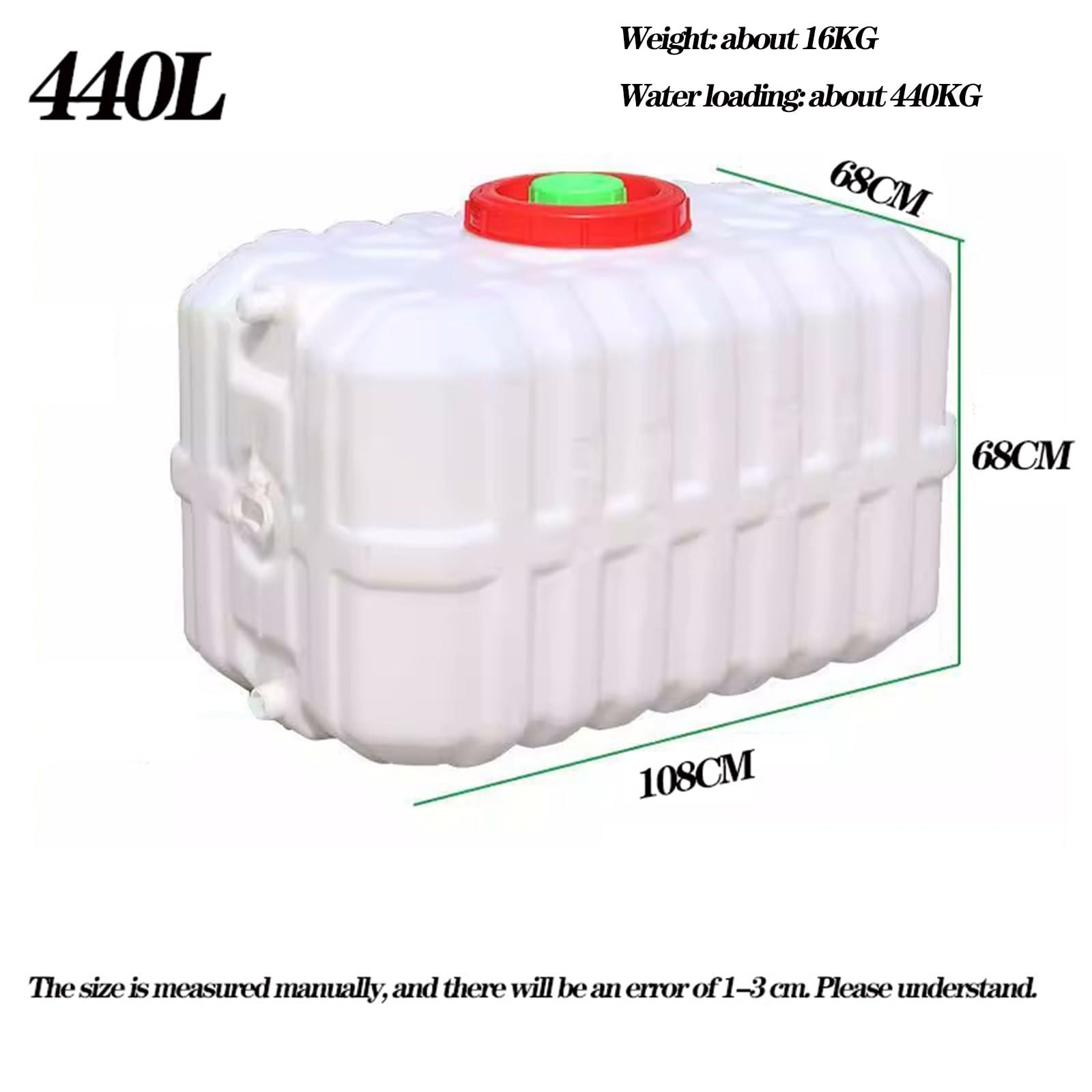 LICOME 165L/255L/315L/440L Plastic Water Container,Home Camping High Capacity Water Storage,Water Dispenser Water Jug Bucket(Orange,440L)