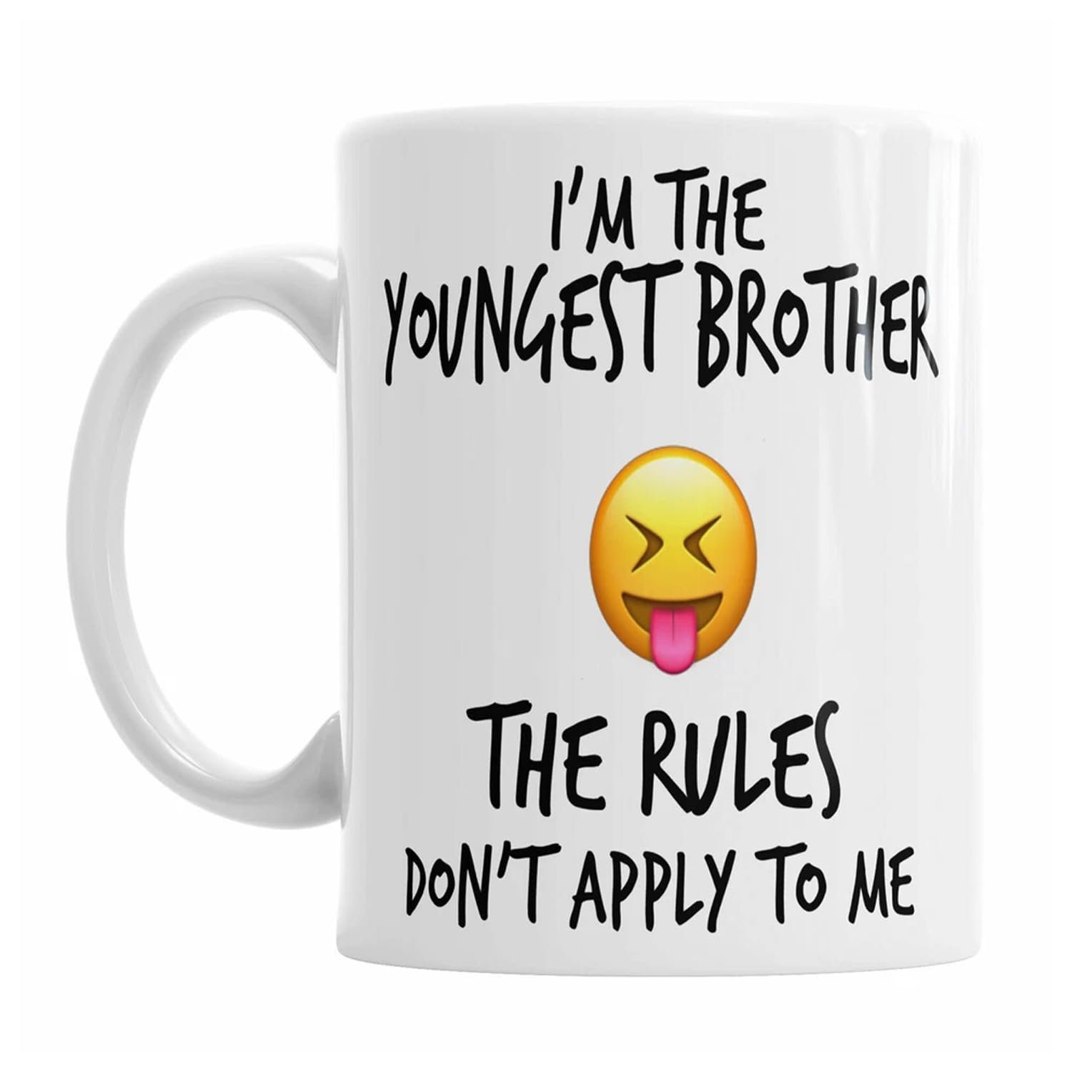 iTRONiK Mugs Family Siblings Youngest Middle Oldest Sisters Rules Funny Coffee Tea - Funny Set of Ceramic Photo Mugs (Youngest Brother)