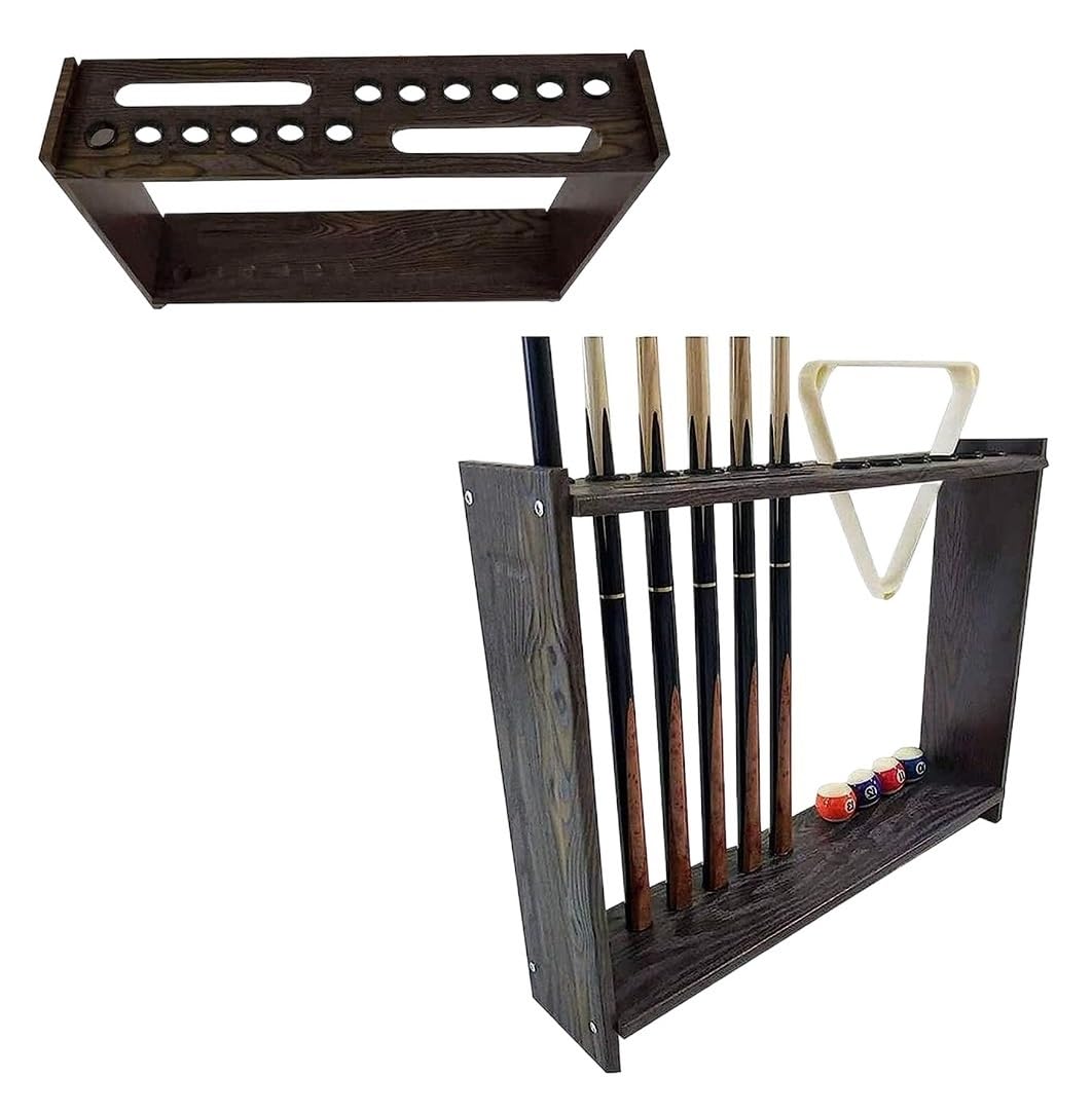 HYKJCSS Cue Rack Floor Stand Wooden Pool Cue Rack For Billiards Table Accessory Holds Up To 12 Cues Accessories