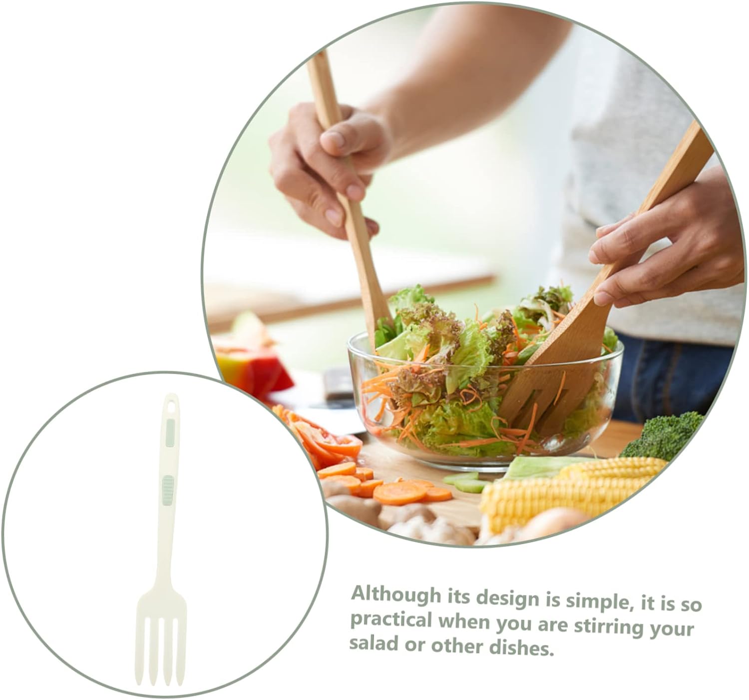 Silicone Pasta Fork, Large Cooking Tool, One Piece Mixing Fork