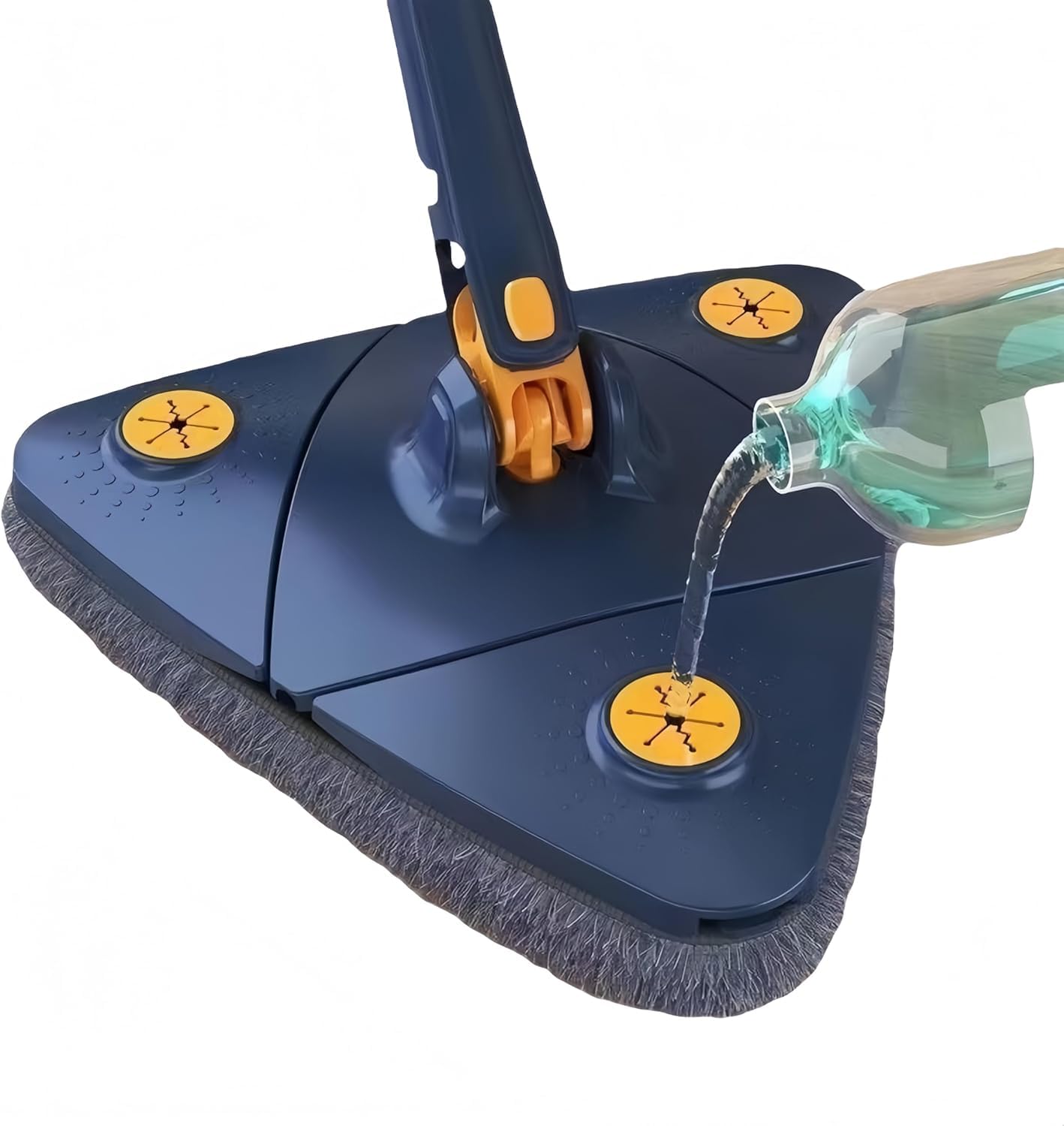 Juego de fregona giratoria de 360° con 5 cabezales de microfibra, limpiador telescópico multisuperficie para madera, azulejos y paredes, fácil de usar y almacenar, diseño de mango ergonómico