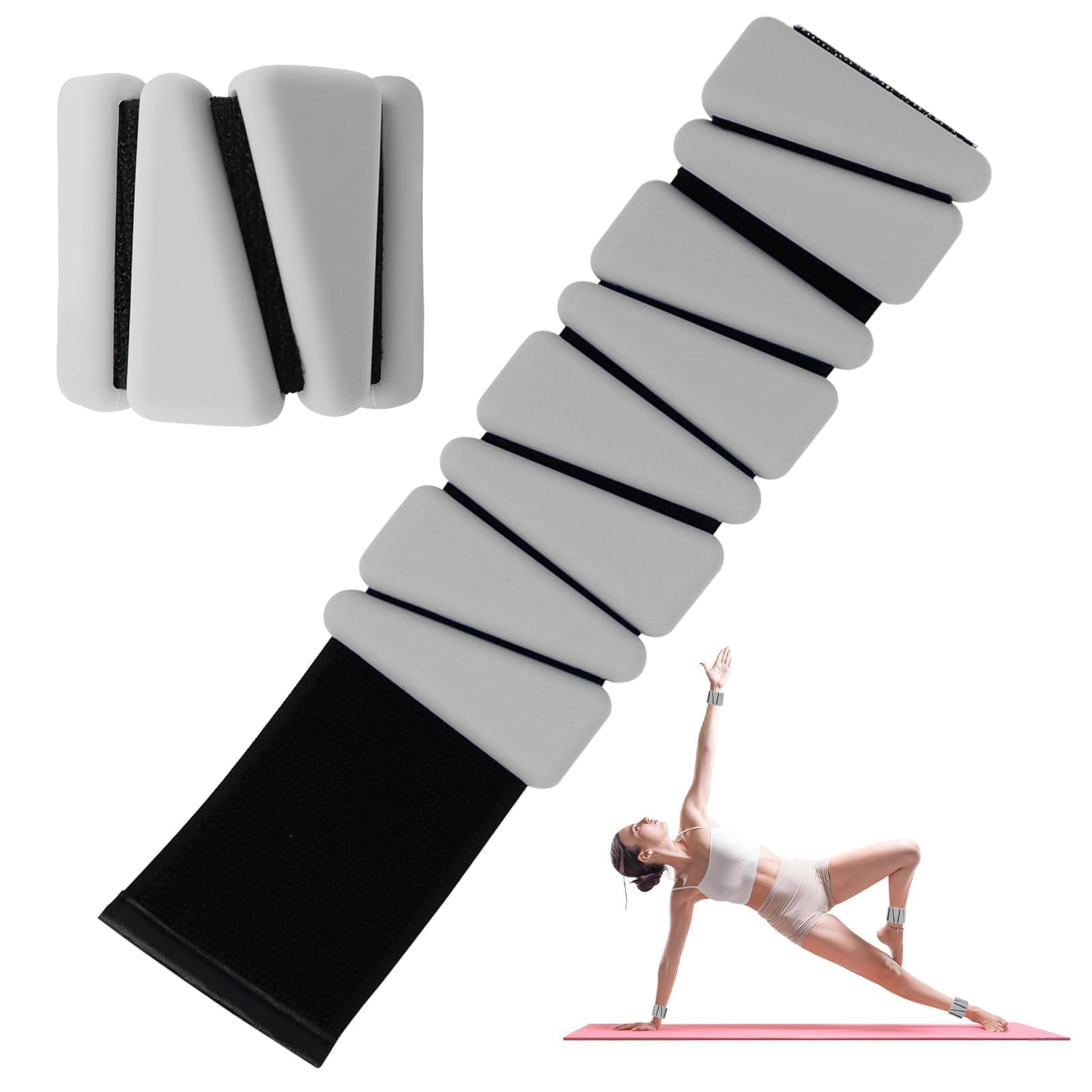 Wrist Weights Set of 2, Adjustable Silicone Workout Weights for Women and Men, Wearable Ankle/Wrist Weights Suitable for Yoga, Dance, Pilates, Pool Exercises and Jogging, 2lb