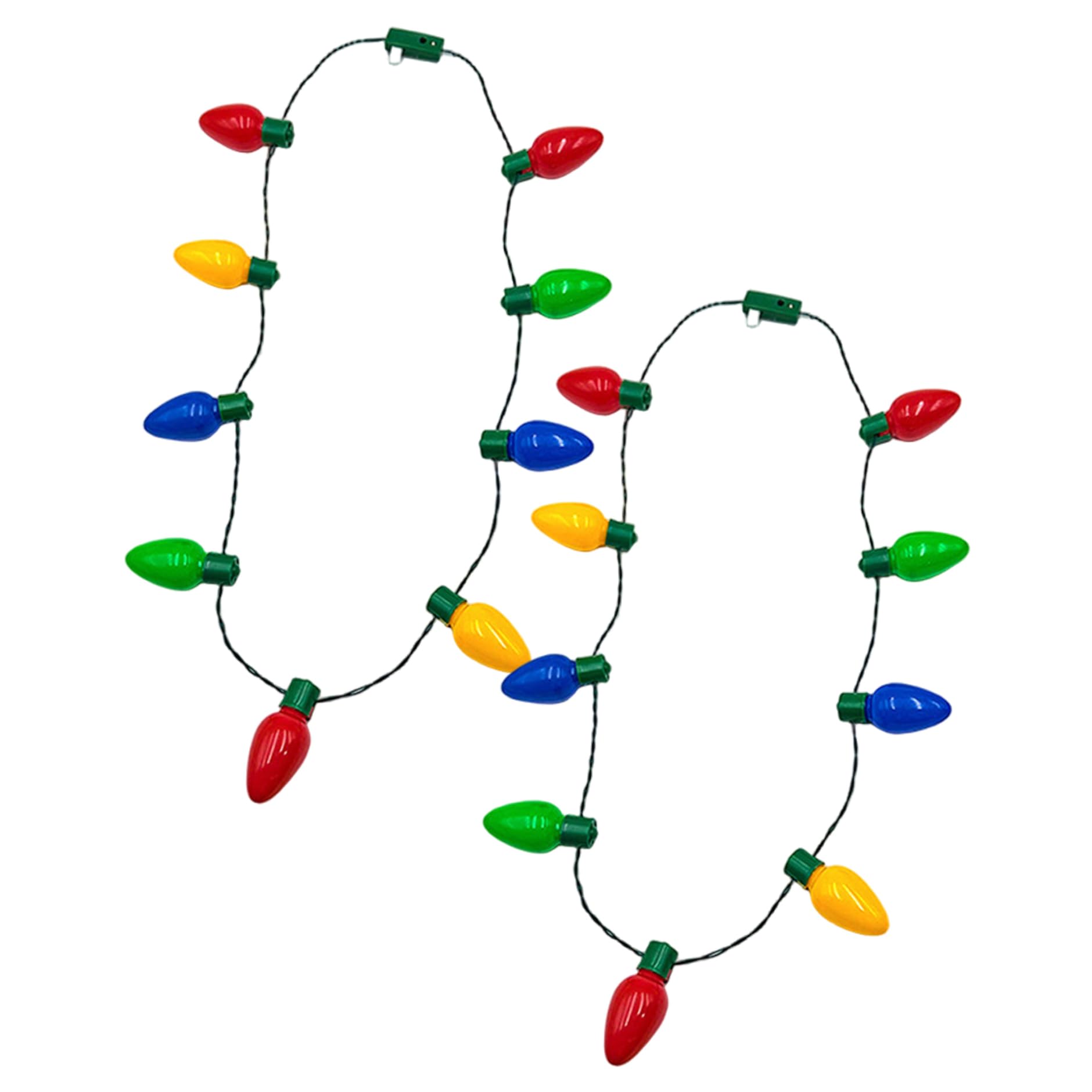 Joygoodta 2Pcs Light up Necklaces Colorful 9 LED Bulbs Christmas Necklace with 3 Flash Modes Christmas Decorations for Xmas Party Favor Supplies Accessories
