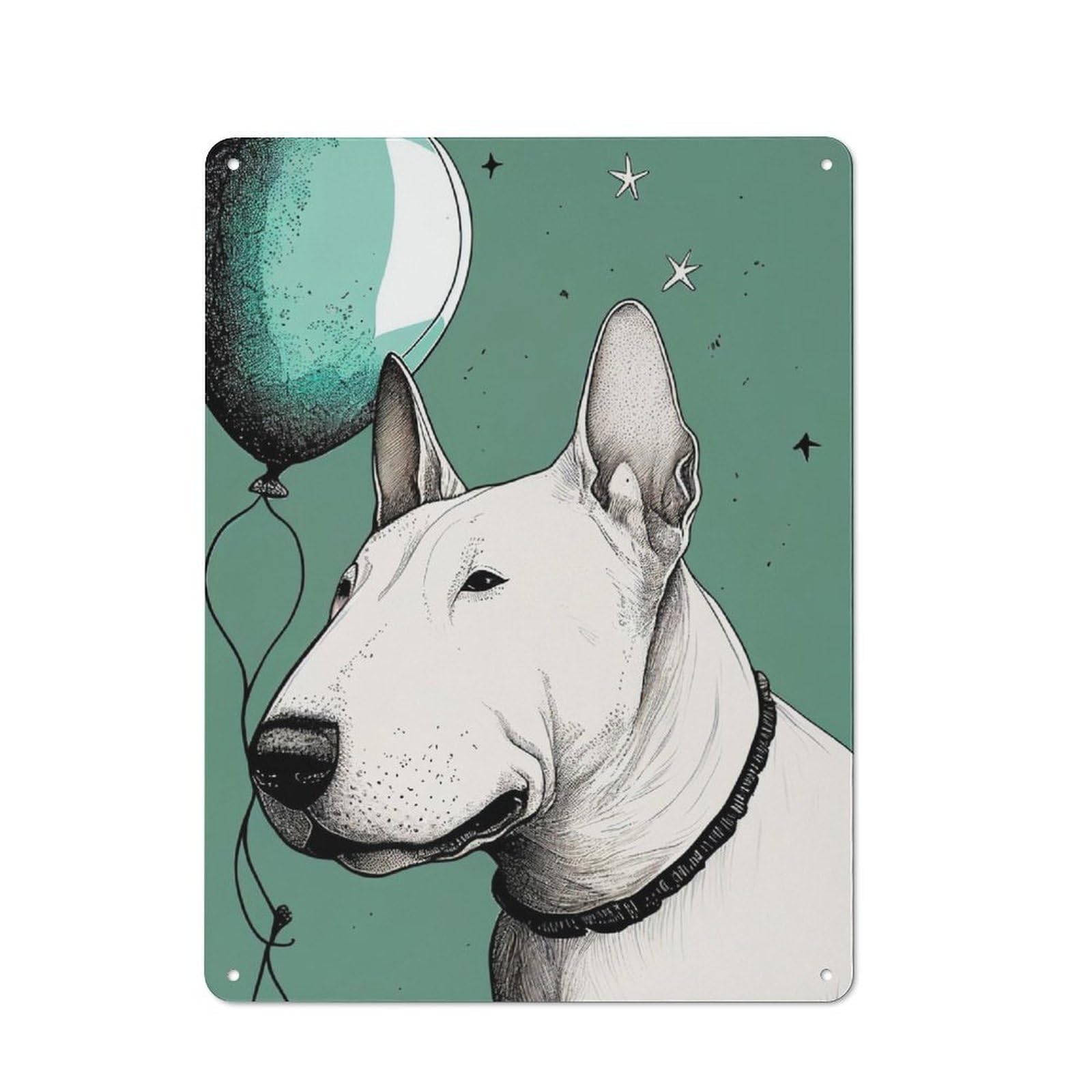 Junmoney Bull Terrier Balloon Tin Sign 40X30cm For Pub Or Café, Vintage Wall Decor, For Café Interior Fans, For Retro Home Interiors