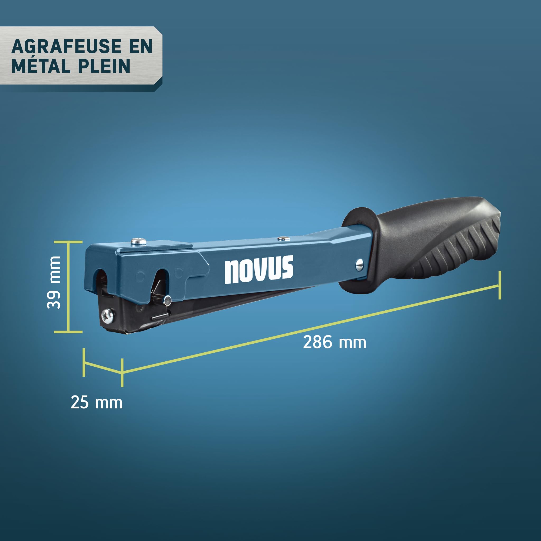 NOVUS TOOLS Agrafeuse marteau J-022 Kit avec 5000 agrafes | Pour agrafes en fil fin de 4 - 6 mm │ Corps robuste en métal avec poignée ergonomique et chargement rapide des agrafes