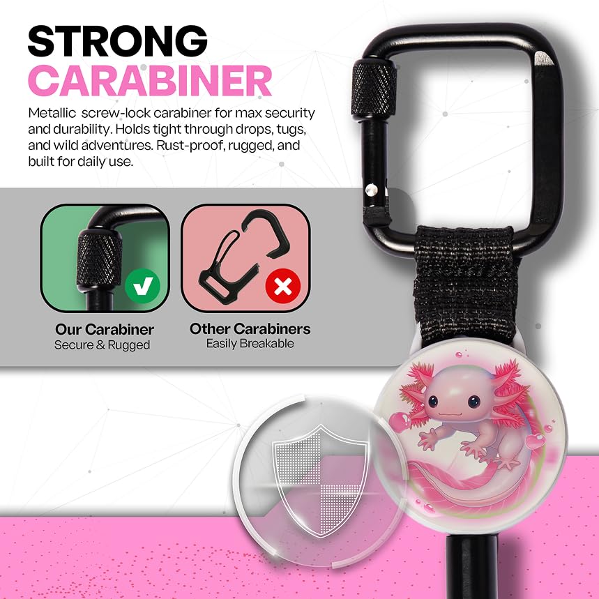 Image of ClutchLoop Anti-Theft Phone Tether - Universal Adhesive Anchor, Retractable Steel Line and Locking Carabiner