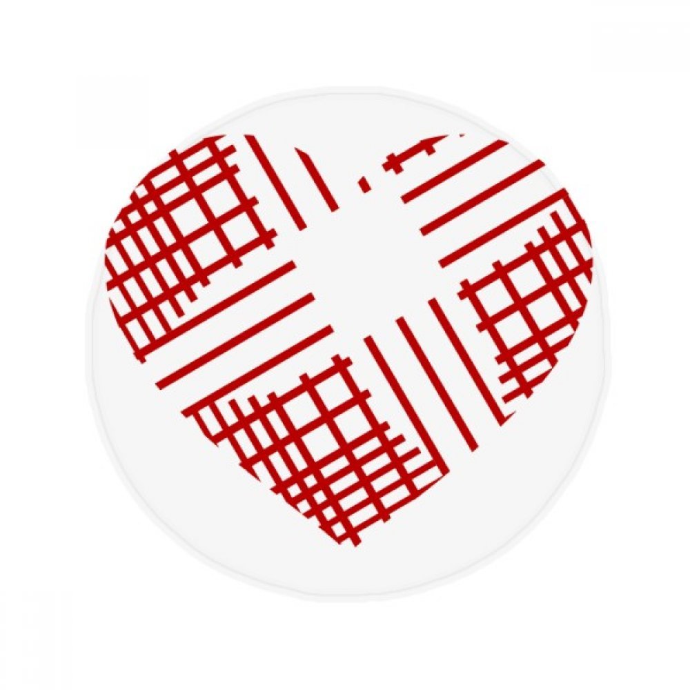 Tapis de bain rond anti-dérapant motif cœur rouge 50x50cm pour salon et cuisine