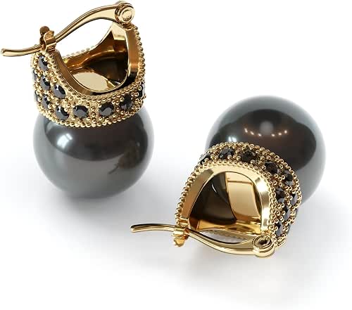 Lova Jewelry Glass Pearl Earrings Crystal Accent Crown Shape for
