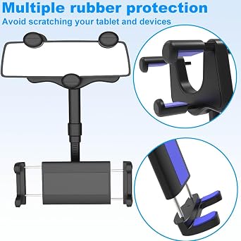 Car Rear View Mirror Phone Holder Tablet Mount for 4-13 iPad & Cell Phone, 360 Rotatable Retractable Car Truck Holder Rearview Mount for iPad Pro 12.9 Air Mini, Galaxy Z Fold 4 3, iPhone etc