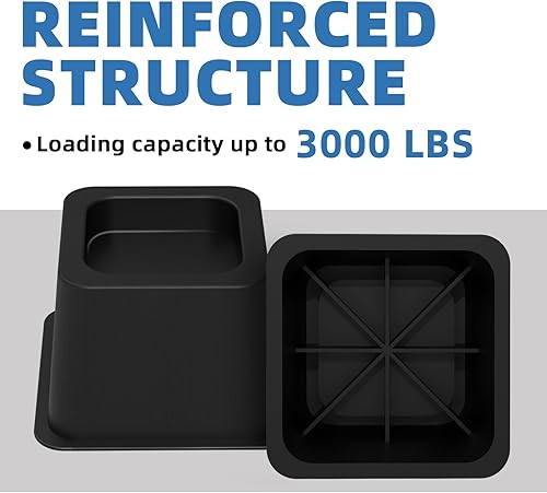 Miniatura 4 de Elevador de cama de 3 pulgadas, elevador de marco de cama resistente de 3000 libras para levantar cama, sofá, muebles de dormitorio, 6 piezas,