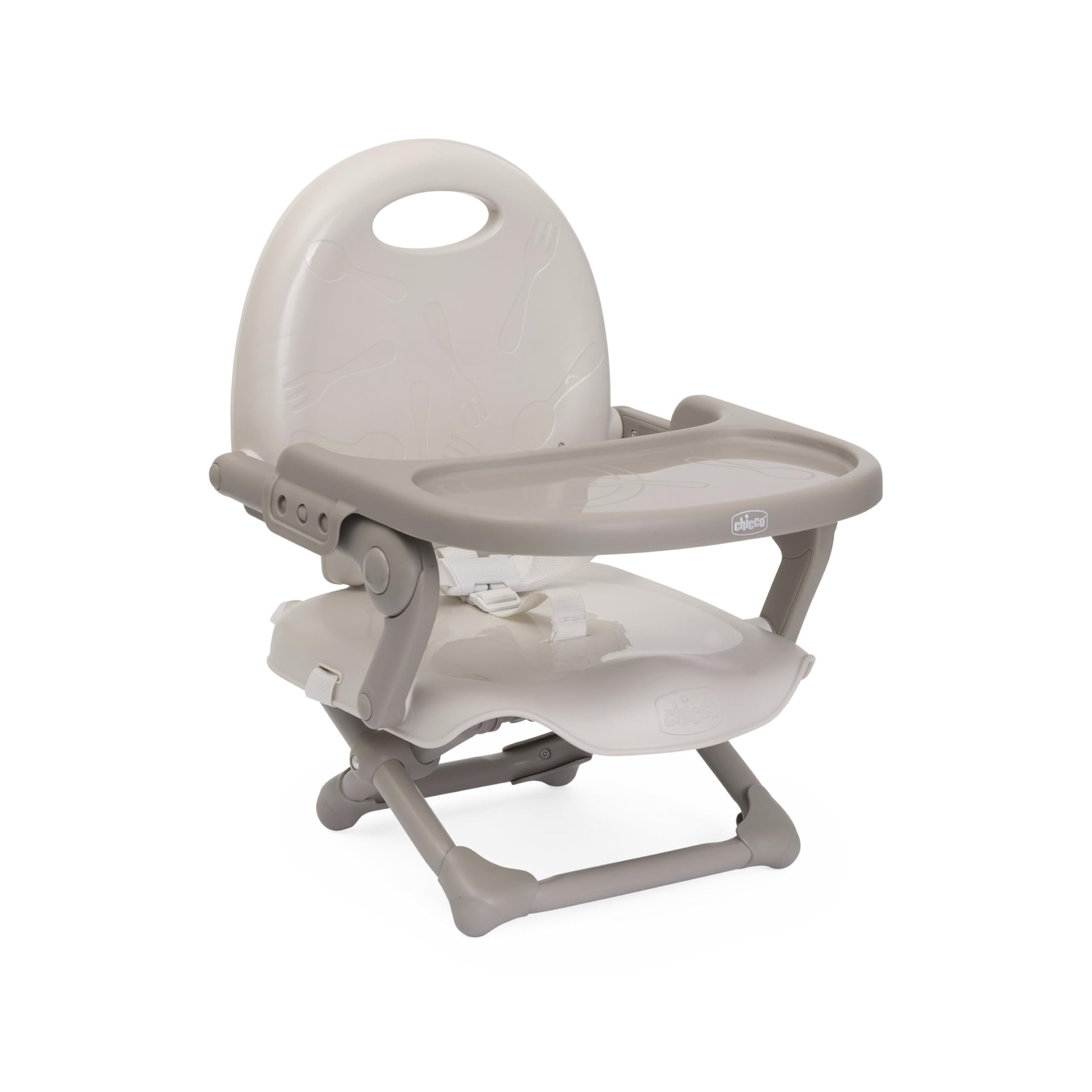 Chicco Pocket Snack Booster Seat for 6 Months to 3 Years (15kg) Portable Highchair with Adjustable Height, Foldable Design, Removable Tray and Safety Harness, Milky Way