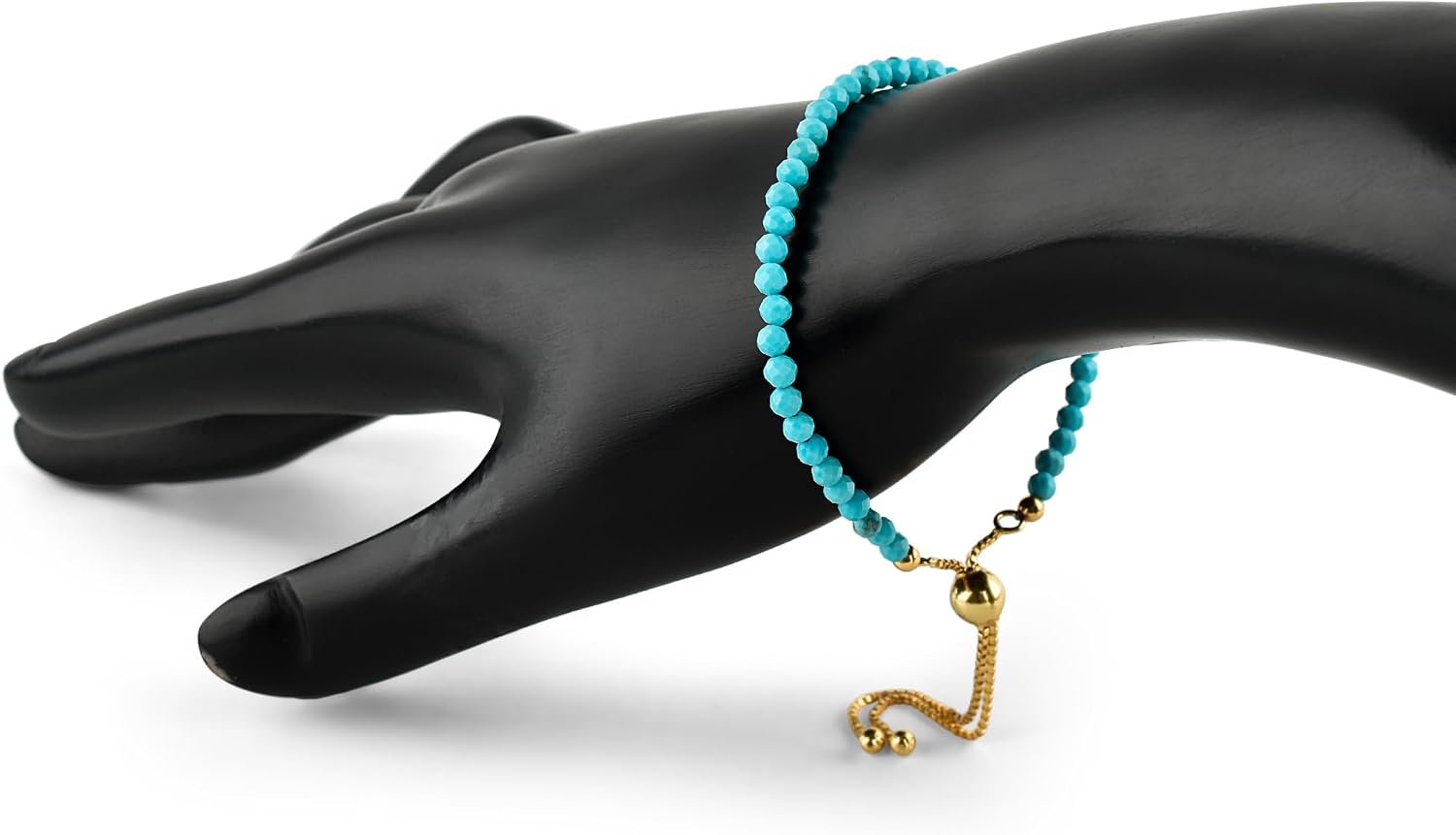 InfinityGemsArt Bracelets For Women, Birthstone Jewelry, Micro Beads Beaded Stone Bolo Slider Crystals Gemstones Bracelet, 14K Gold Plated Adjustable Chain, Mother's Day