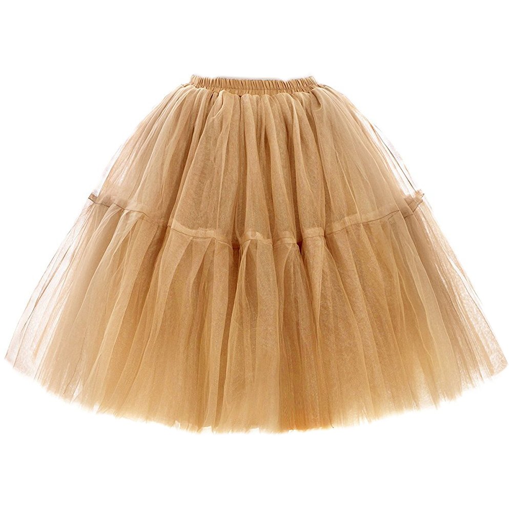 FOLOBE Adult Ballet Tutu Layered Organza Lace Mini Skirt Women's Princess Petticoat for Prom Party