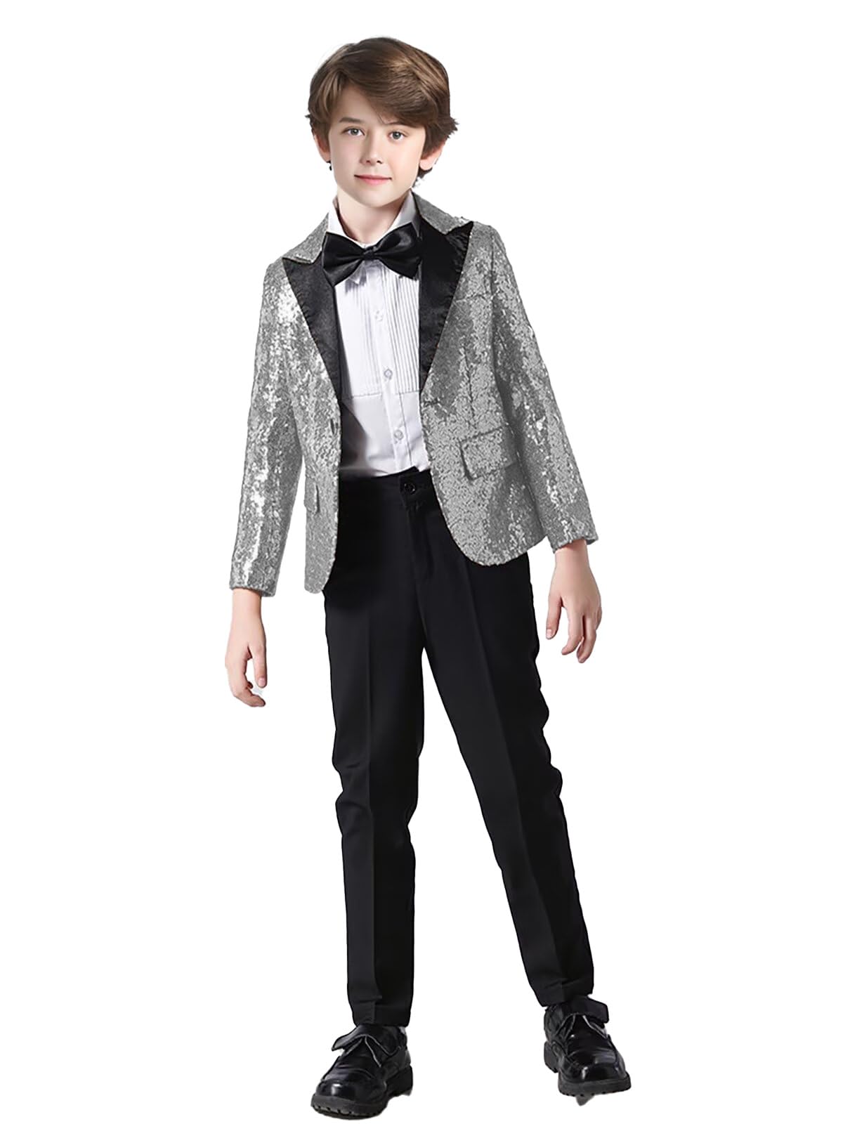 Jungen 2 Stück Funkelnd Grün Jungen Anzug Pailletten Jungen Anzug Ring Träger Anzug Junge Outfit Kommunion Anzug Hochzeit
