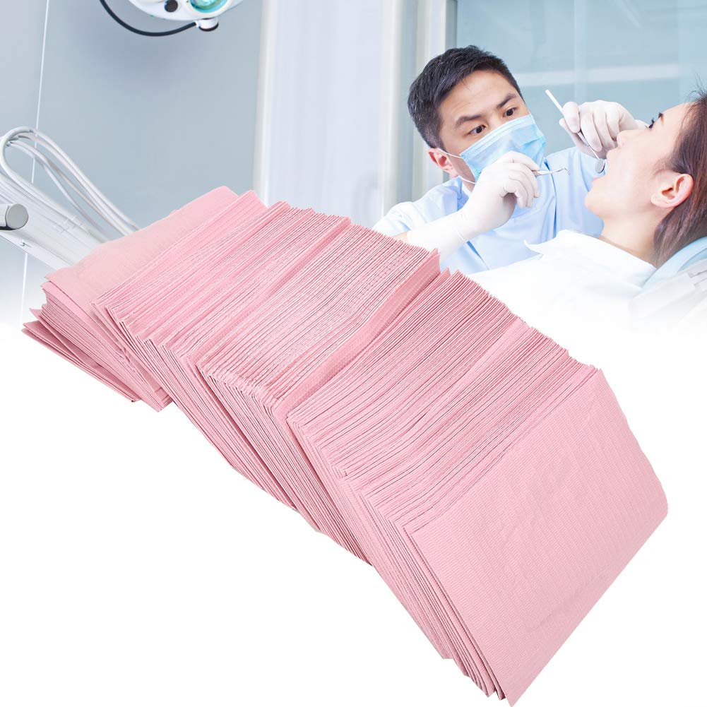 125 Stück Zahnarzt-Lätzchen, Rosa, Einweg-Zahntuch, Handtuch, wasserdicht, Patienten-Lätzchen, Tattoo-Schal, Zahnarzt, Mundhygiene, Patienten-Lätzchen für Zahnarzt, Klinik (rosa)