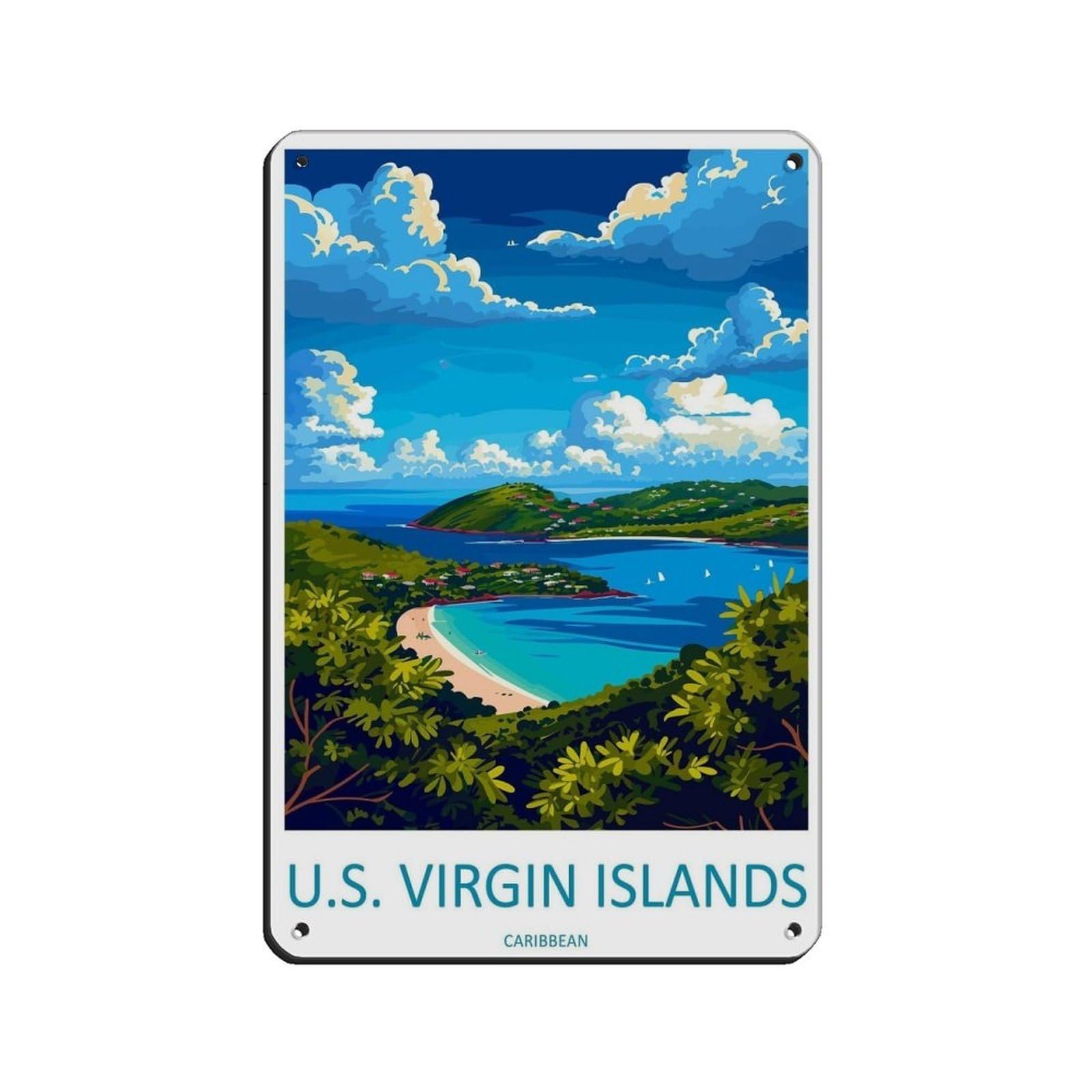 US Virgin Islands Travel Art Caribbean Art Tin Sign Vintage Metal Pub Club Cafe Bar Home Wall Art Decoration Poster Retro 8x12inch(20x30cm)