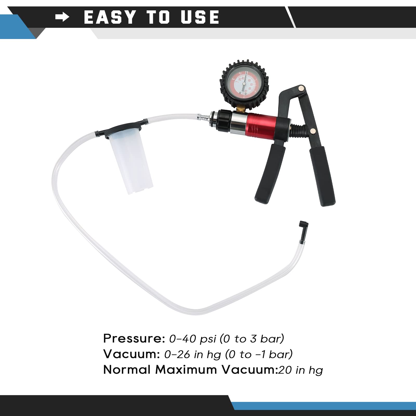 ATPEAM Purgador de Frenos y Bomba de Vacío Multifuncional con Vacuómetro, Kit Completo para Sangrado de Frenos, Diagnóstico de Vehículos y Mantenimiento Automotriz