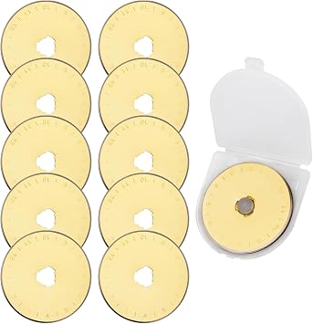 Evponk 45mm Titanium Coated Rotary Cutter Blades, 10 Pcs Replacement Rotary Blades for Quilting, Sewing, Fabric, Leather, Felt, and Paper