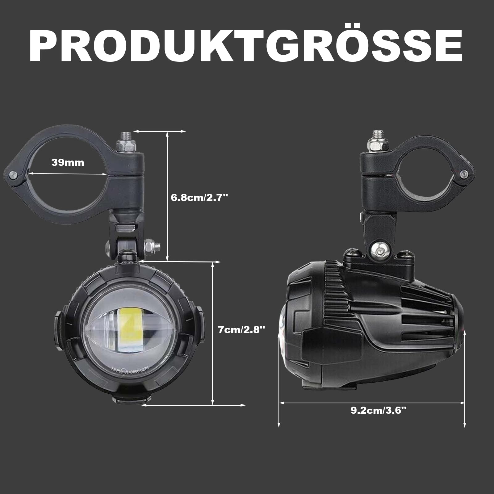 Zusatzscheinwerfer Motorrad LED Scheinwerfer 6000LM 6000K Nebelscheinwerfer Motorrad LED mit E-Prüfzeichen für BMW F800,Universal-Hilfslampe für motorrad