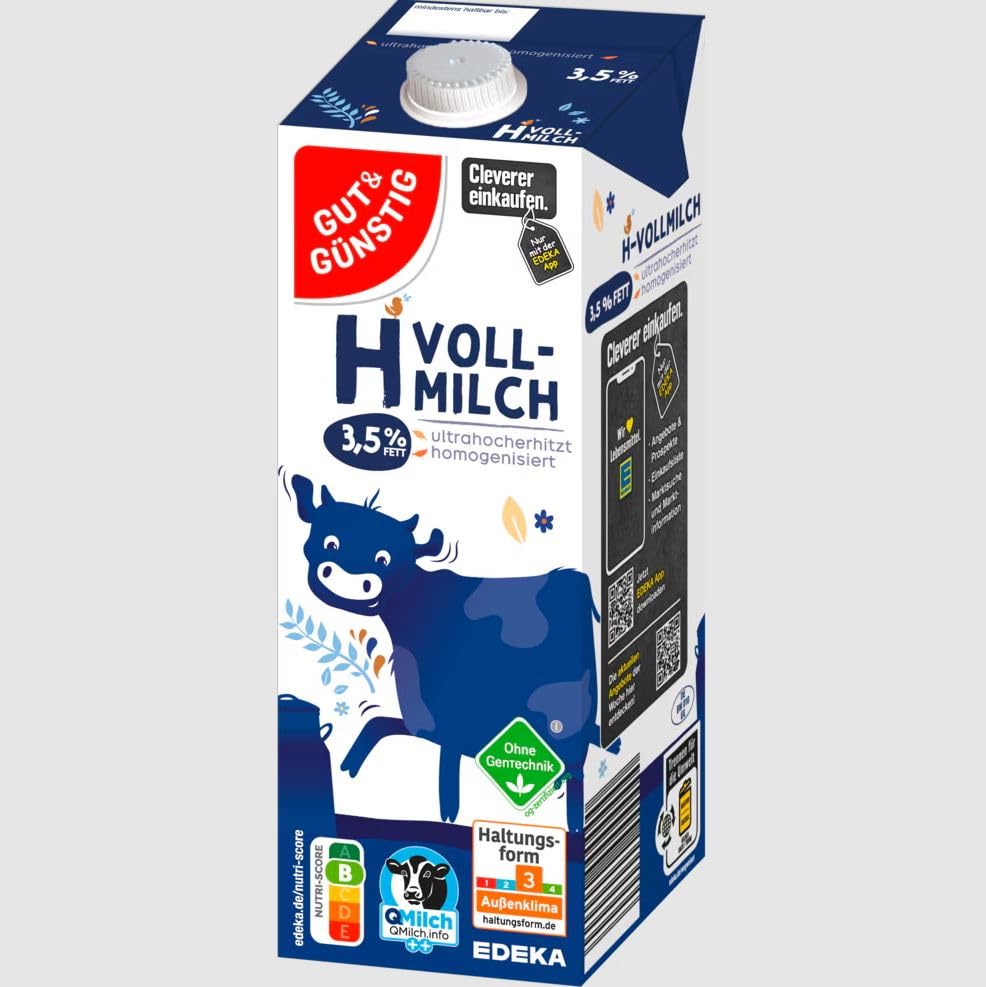 Gut & Günstig Flüssigkeit H-Milch 3.5 Prozent, 12er Pack (12 x 1 l), Karton