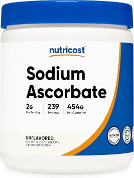 Nutricost Sodium Ascorbate Powder 1 LB Unflavored - 2 Grams per Serving, Vegan, GMO-Free, Gluten-Free