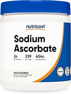 Nutricost Sodium Ascorbate Powder (1 LB) Unflavored - 2 Grams per Serving, Vegan, GMO-Free, Gluten-Free