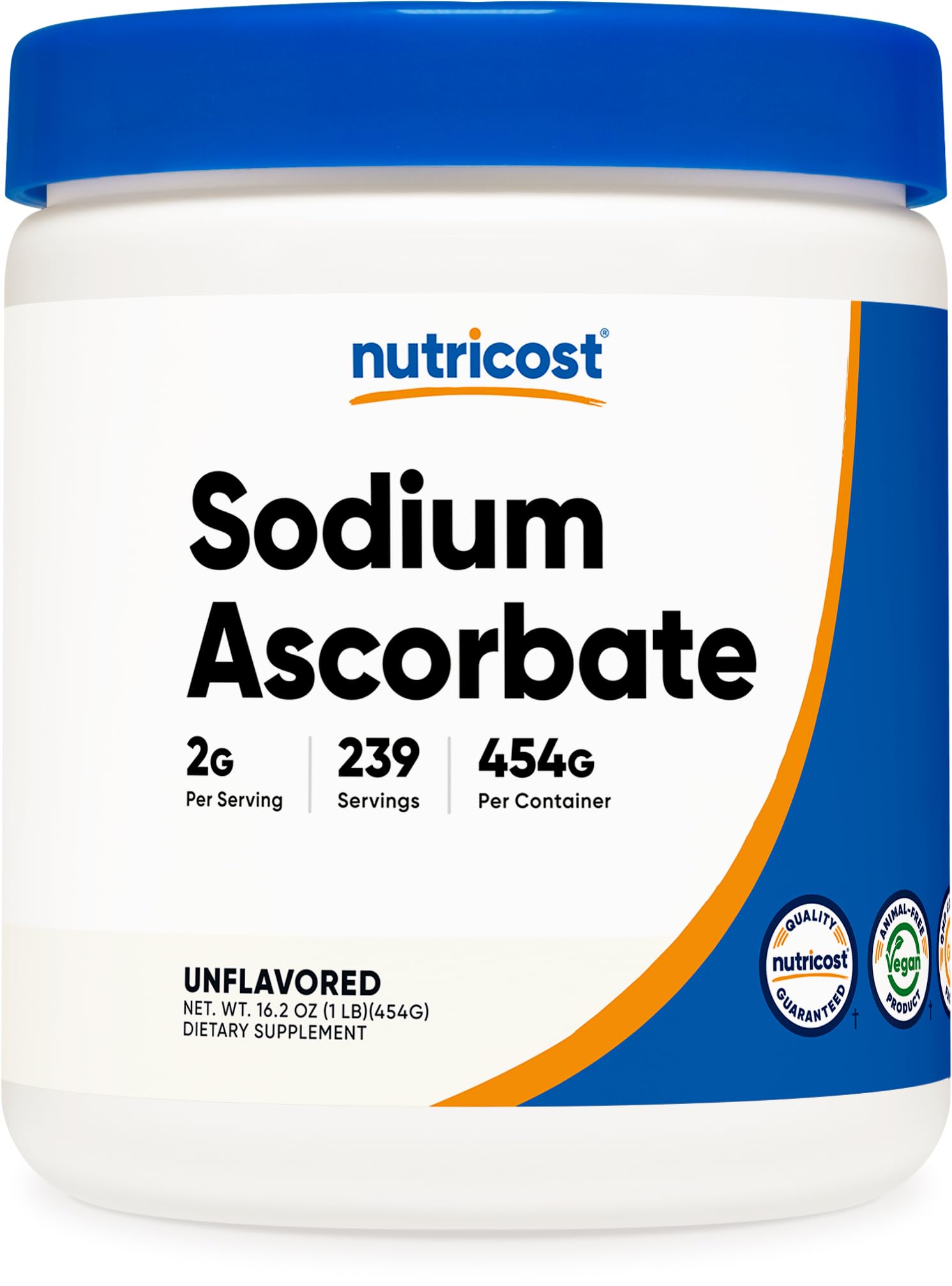 Nutricost Sodium Ascorbate Powder (1 LB) Unflavored, 2 Grams per Serving