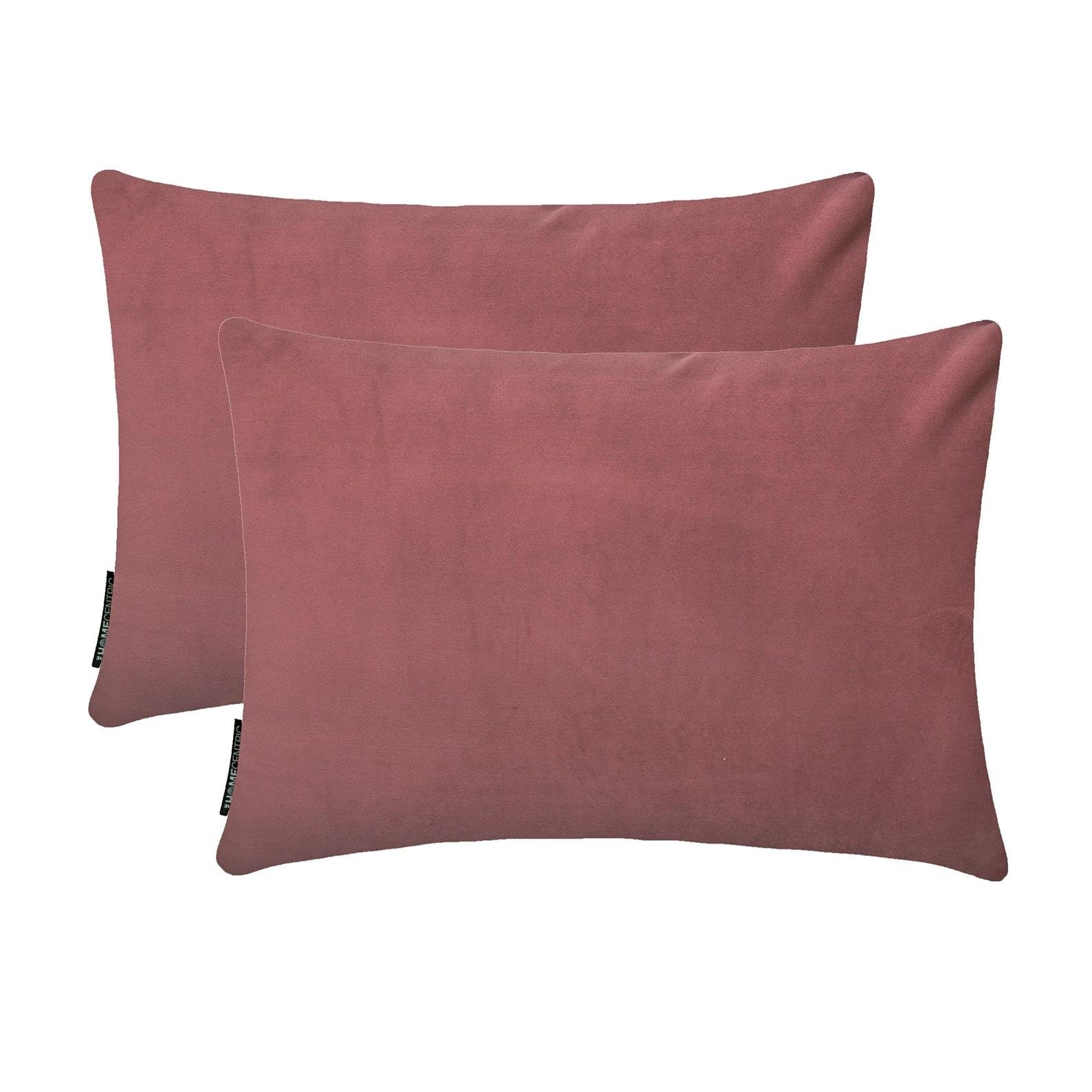 Rose blush Luxe Housse de coussin lombaire 50 x 70 cm | Paquet de 2 Moderne Velours Housse de coussin Solide | Plaine Taies d'oreiller pour canapé, sofa et lit - Blush Pink Velvet Dream