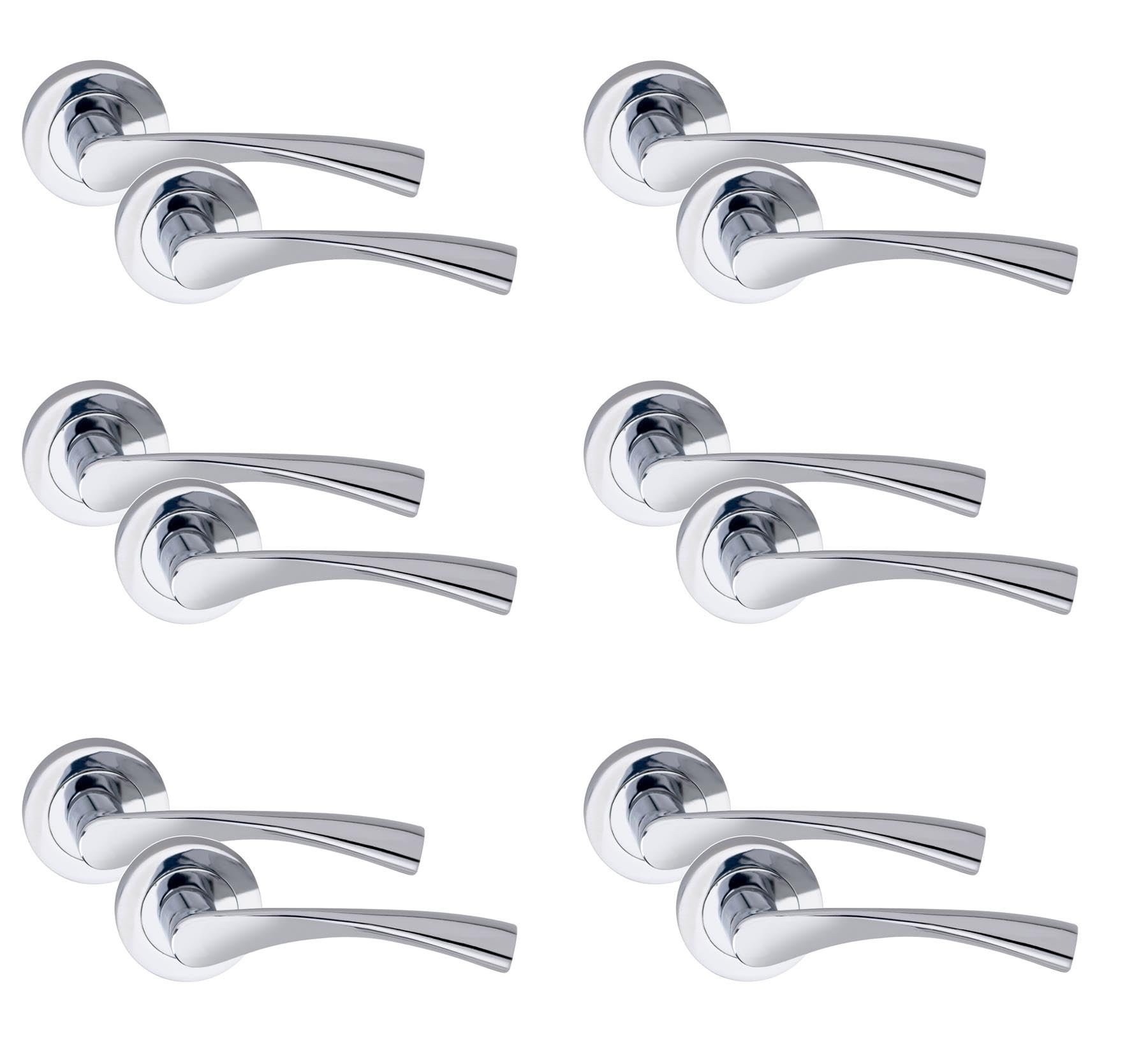 Golden Grace Astrid Design Classic Door Handle Set Polished Chrome 6 Pack