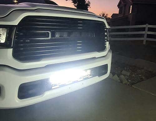 Miniatura 8 de iJDMTOY Barra de luz LED de 20 pulgadas para montaje en rejilla inferior compatible con Dodge RAM 2500 3500 2020 en adelante, incluye barra de luz