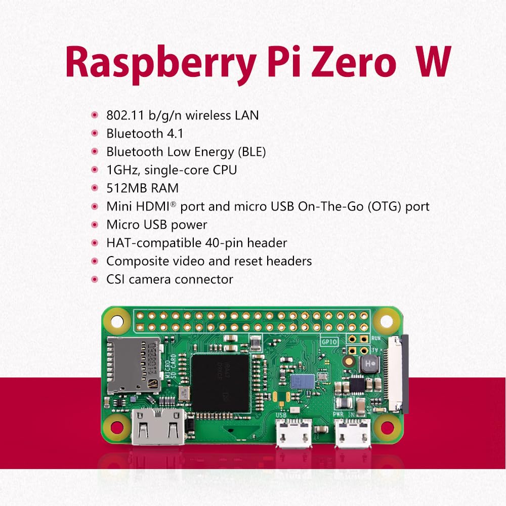 GeeekPi Zestaw startowy dla Raspberry Pi Zero W, z obudową RPi Zero W, karta SD 64GB, zasilacz, nagłówek 20Pin, adapter Micro USB do OTG, kabel HDMI, adapter HDMI, kabel przełącznik i 4 porty USB Hub