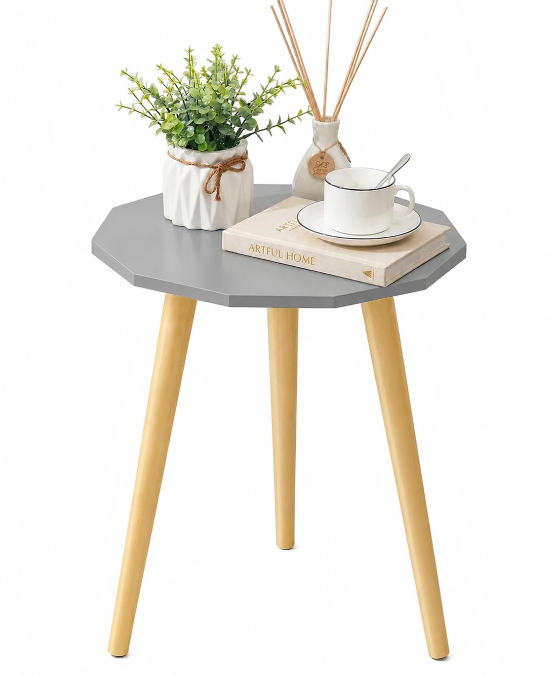 UHUD CRAFTS Multipurpose Wooden Coffee Table/Centre Table/Side Table/End Table/Tea Table for Living Room, Bedroom, Balcony & Office - Grey - 14x17 Inches