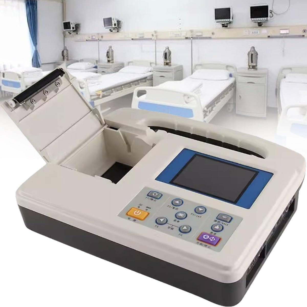 Macchina digitale LCD a colori a 12 derivazioni e 3 canali, macchina ECG portatile, monitor paziente ECG EKG, monitor cardiaco elettrocardiografo, con carta da stampa